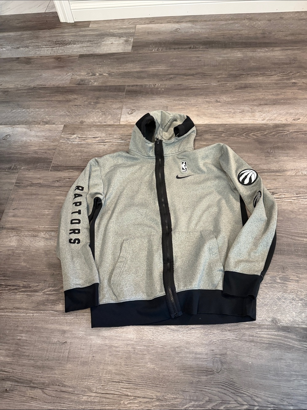 NBA Nike Toronto Raptors Grey‎ and Black Zip-Up Hoodie